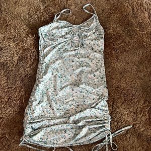 Floral blue bodycon dress